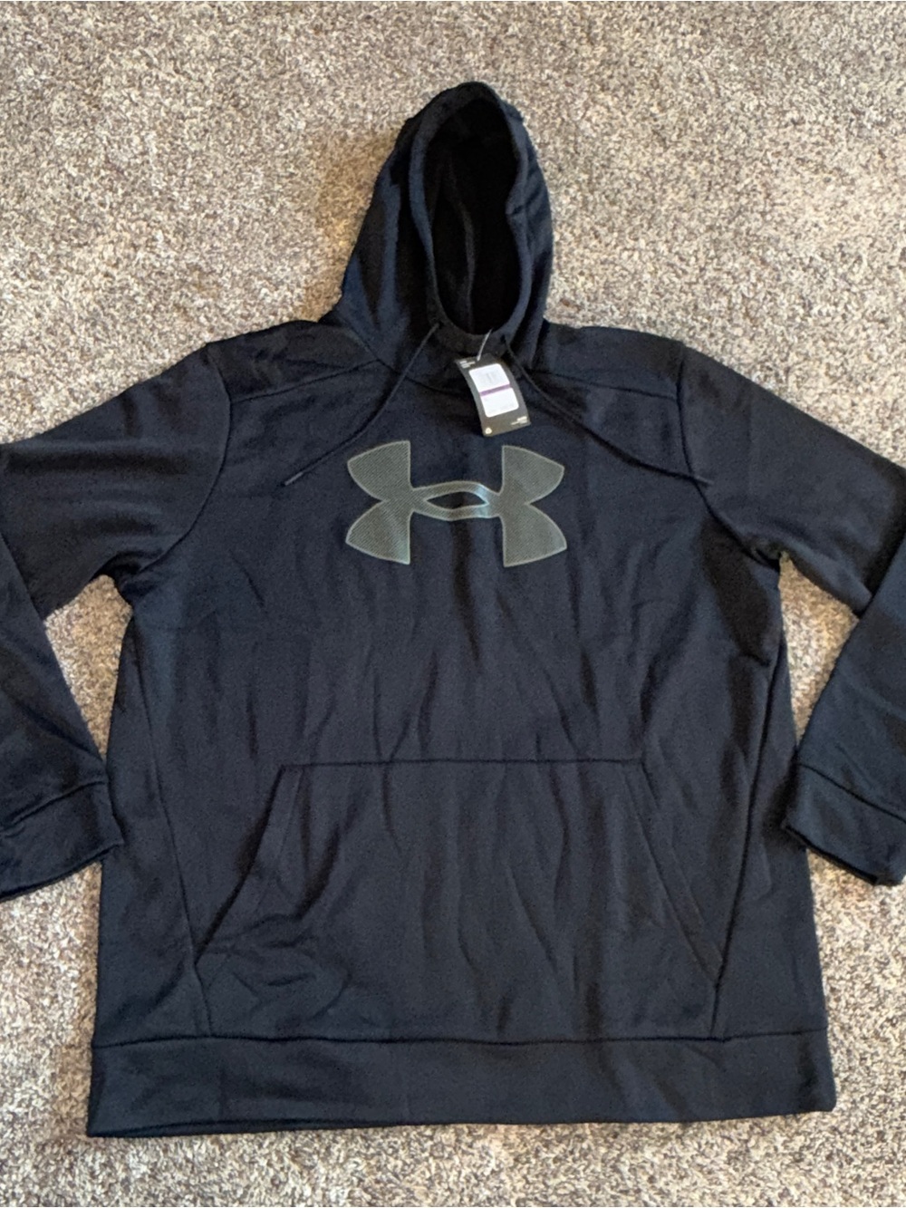 NWT Under Armour UA Fleece Big Logo Fleece Hoodie Men's 2XL Varsity Black